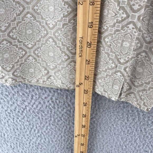 LOFT Skirt Womens 12 Ivory Jacquard Pattern Silk Blend A Line Knee Length Pleat - Picture 8 of 9